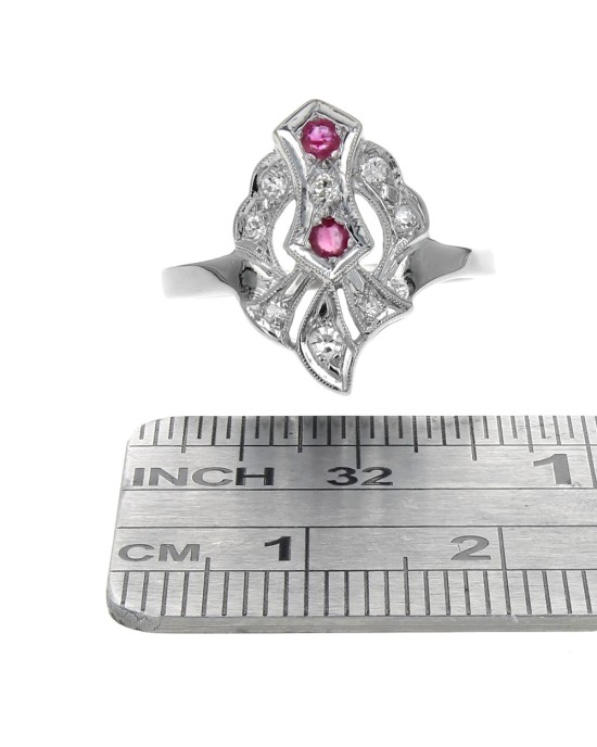 Vintage Burmese Ruby and European Diamond Ring